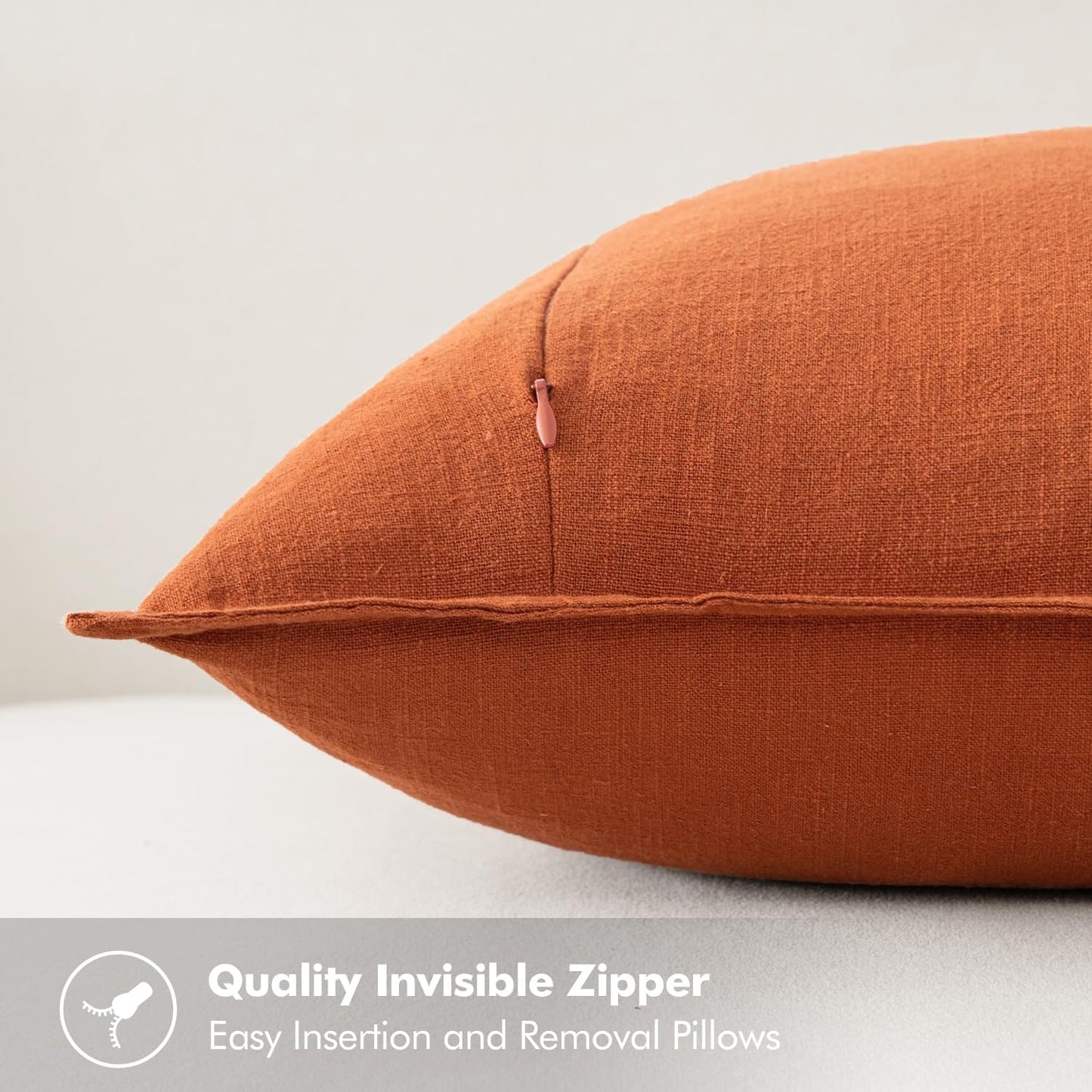 MIULEE Fall Decorative Linen Pillow Covers 16x16 Inch Burnt Orange Boho Farmhouse Neutral Couch Throw Pillows for Bed Pack of 2 Accent Modern Pillowcase Summer Sofa Livingroom Home Decor