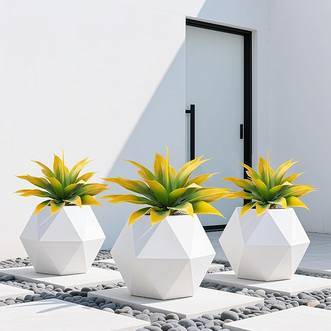 Artificial Agave Faux Agave Fake Greenery Outdoor Artificial Plants Fake Plants for Indoor Home Decoration Plastic Plants Outdoor Decor Front Porch Decor Simulation Plants 18In(Yellow) 2Pack