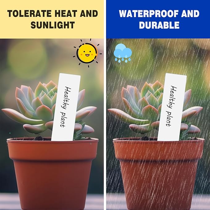 Plant Labels 200 Pcs Yuanling for Seeding Plastic Waterproof Plant Name Tags Garden Labels Marker Garden Pots Stakes for Outdoor Potted Plants Belt Permanent Marking Pen (White)