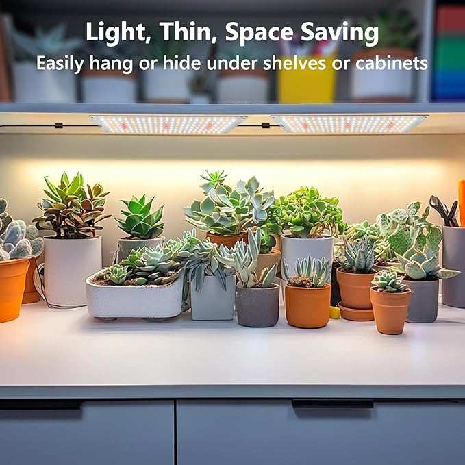 Garpsen Grow Lights - 276 LED Full Spectrum Plant Light with Auto Timer (6/12/16H), 3 Color Modes & 5 Dimmable Levels, 24W UL Adapter Growing Lamp Panel for Indoor Plant Stand (2 Panels)