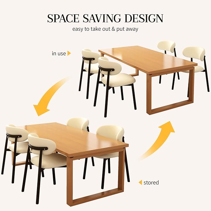 Kitchen Dining Chairs Set of 2 Modern Upholstered Leather Farmhouse Dining Room Chair with Metal Legs, Black/Beige