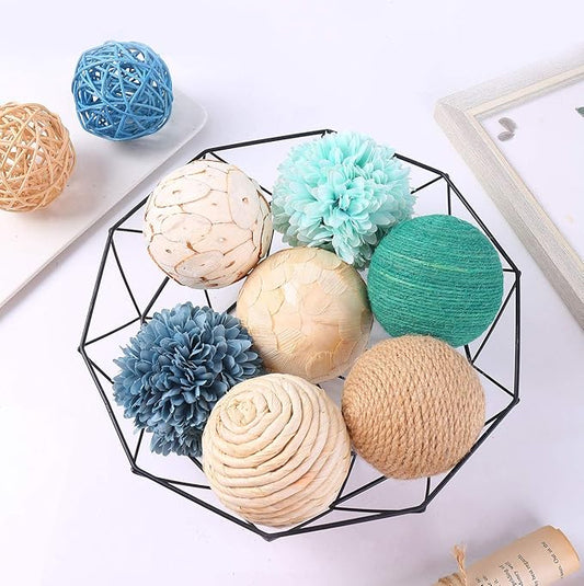 9pcs 3.5Inch Fall Decorative Ball Orb Rattan Ball Rattan Woven Orbs Spherical Bowl and Vase Filler for Home Party Wedding Display Decor Props
