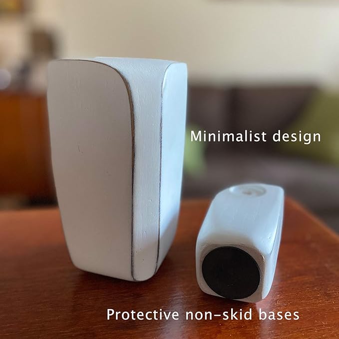 Wise Owl Decor Statue Sculptures – Set of 2 Small White Resin Figurines, 5¾ & 4 Inches High, Minimalist Decor for Home, Office, Bookshelf, or Desk