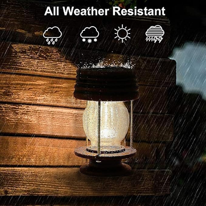 pearlstar Solar Lanterns Outdoor Waterproof Hanging Solar Lights with Handle for Garden Patio Yard Backyard Pathway Porch Driveway Decoration, Outside Table Lamp,2 Pack 5.5" H (Warm White)