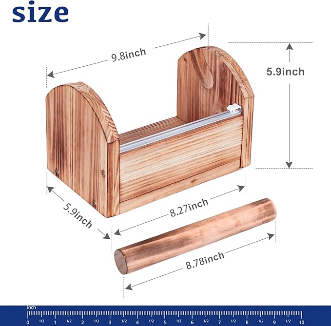 Wooden Masking Tape Dispenser for Kids - Colored Masking & Washi Tape Holder with Sliding Cutter, Multi Roll Craft Tape Dispenser Organizer for Children Gift Wrapping (Slide Cutter)