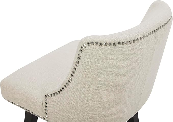 CHITA Counter Height Swivel Bar Stools, FSC Certified Upholstered Counter Stools, Modern Swivel Barstools with Wood Legs for Kitchen Island, 26" Seat Height, Fabric in Linen