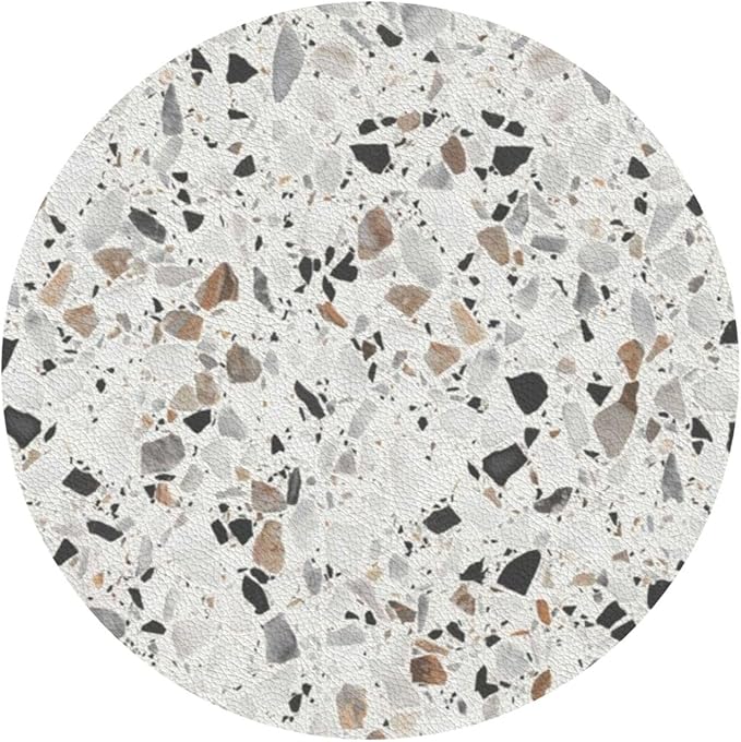 Terrazzo Coasters Set of 6 Coasters for Drinks Absorbent Double-Sided Leather PVC Coaster for Tabletop Protection Coffee Table Decor Ideal for Home Decor House Warming Gifts