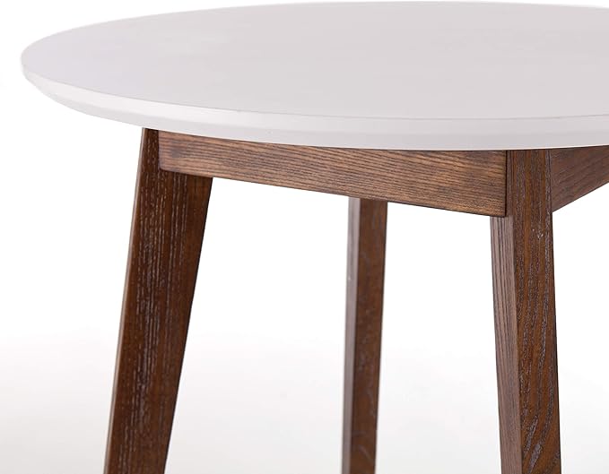 SEI Furniture Oden Two-Tone Small Space Round Dining Table, White, Burnt Oak