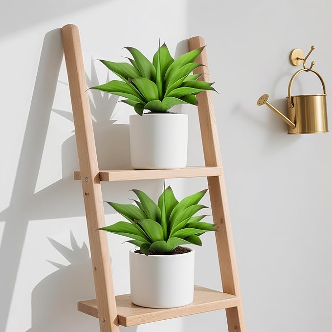 Artificial Agave Faux Agave 15In Fake Greenery Outdoor Artificial Plant Fake Plant for Indoor Home Decoration Plastic Plant Outdoor Decoration Front Porch Decor Simulation Plants 2Pack(Green)