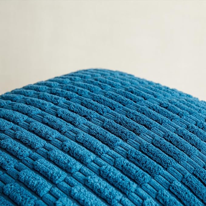Fancy Homi 2 Packs Teal Decorative Throw Pillow Covers 16x24 Inch for Living Room Couch Bed Sofa, Rustic Farmhouse Fall Home Decor, Soft Striped Corduroy Square Cushion Case 40x60 cm