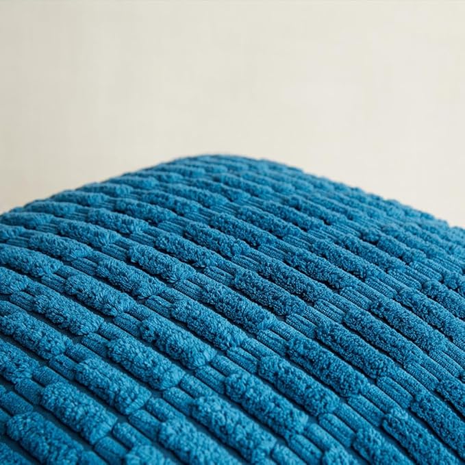 Fancy Homi 4 Packs Teal Decorative Throw Pillow Covers 16x16 Inch for Living Room Couch Bed Sofa, Rustic Farmhouse Fall Home Decor, Soft Striped Corduroy Square Cushion Case 40x40 cm