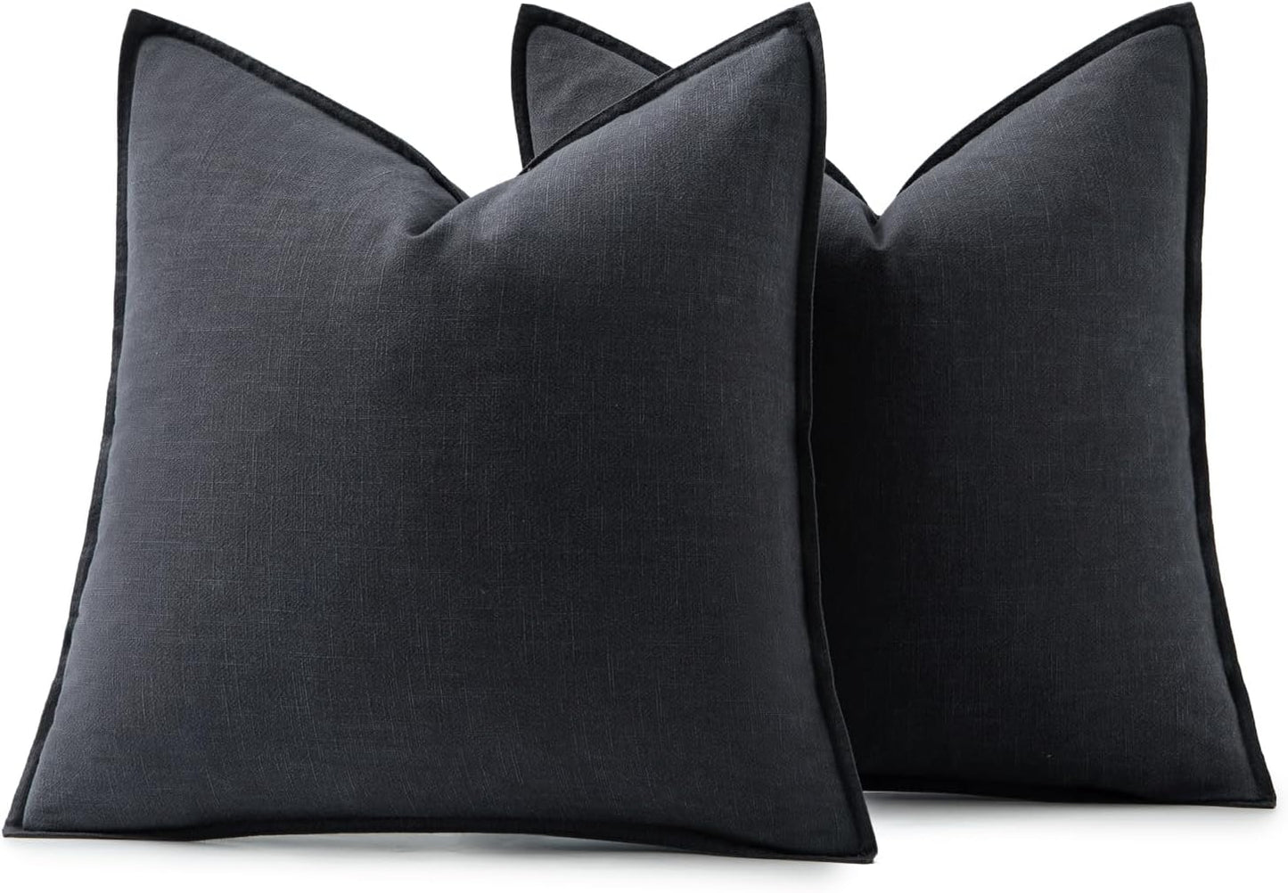 MIULEE Decorative Linen Euro Sham Pillow Covers 24x24 Dark Gray Boho Farmhouse Neutral Couch Throw Pillows for Bed Pack of 2 Accent Modern Pillowcase Sofa Livingroom Home Decor