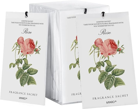 MYARO 12 Rose Sachets for Drawers and Closets, Long-Lasting Sachets Bags Drawer deodorizers Closet Scents Air FreshenerFresh Scents, Home Fragrance for Lover