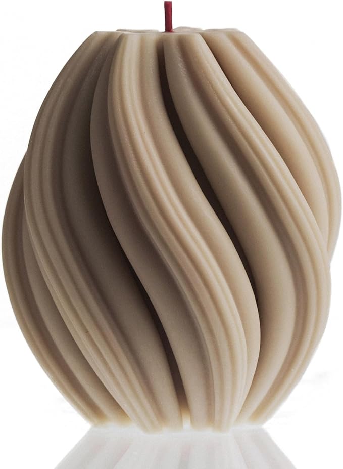 LAWA Swirl Candle - Beautiful Handmade Pillar Scented Soy Wax Twirl Elegant Bubble Aesthetic Candle Housewarming Gift Home Room Shelf Decor Idea Spiral Moon Gray (Small)