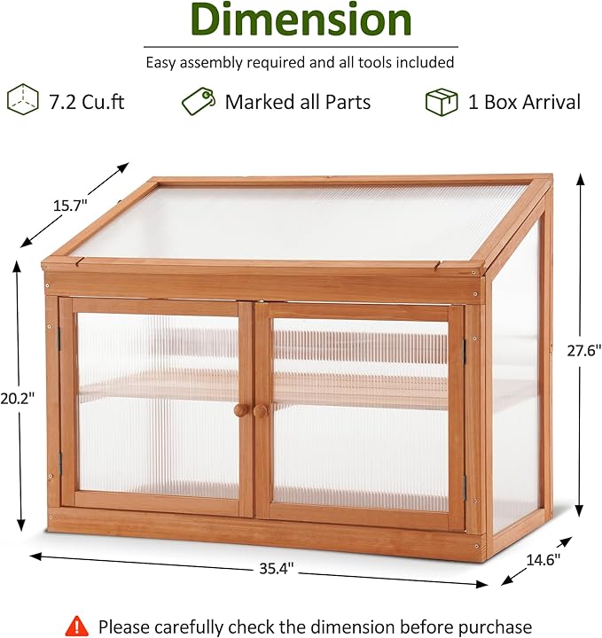 MCombo 2-Tier Wooden Cold Frame Garden Greenhouse Raised Flower Planter Shelf Bed Protection 6057-0160 (Orange)