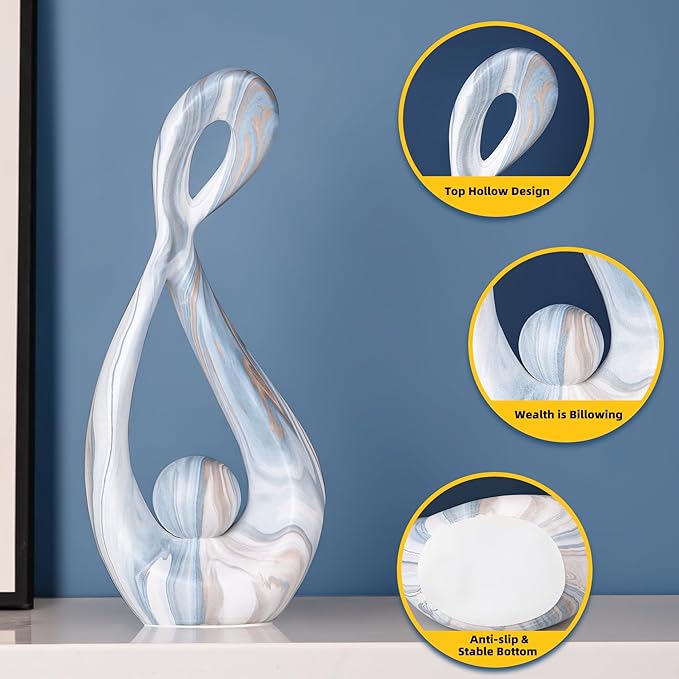 Coffee Table Sculptures Home Decor Ceramic Statue Blue Decor for Living Room Abstract Sculpture Table Centerpieces Entry Table Decor