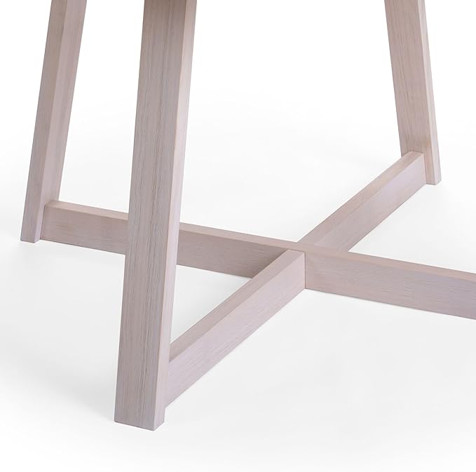 Plank+Beam Round Dining Table, 47 Inch Solid Wood Kitchen Table, Farmhouse Round Table for 4, Small Dinette Table, White Sand Wirebrush