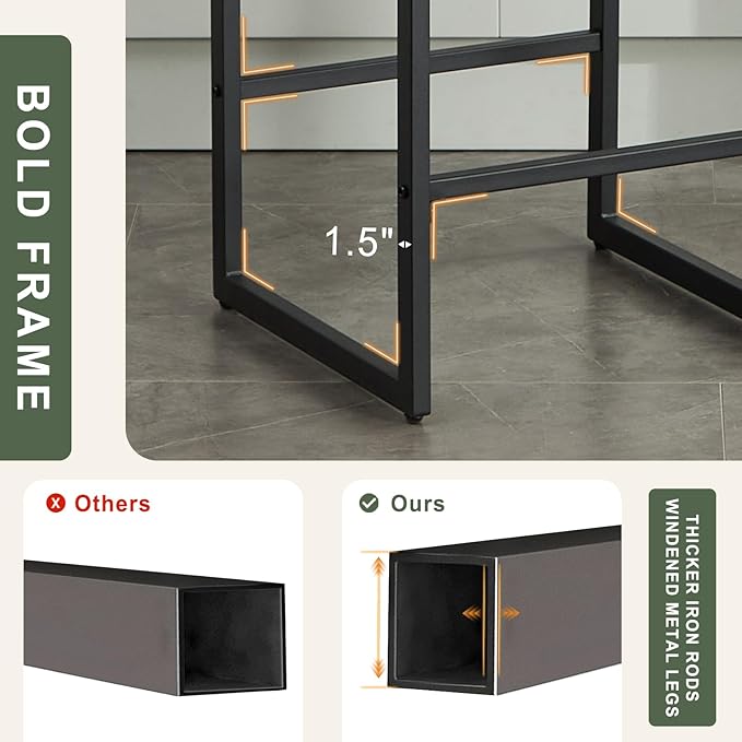 Mid Century Modern Counter Height Bar Stools Set of 3, 26" Bar Height Chairs with Backs, Upholstered Counter Stools, Metal Barstools for Kitchen Island (Black- Faux Leather, 26"H - Set of 4)