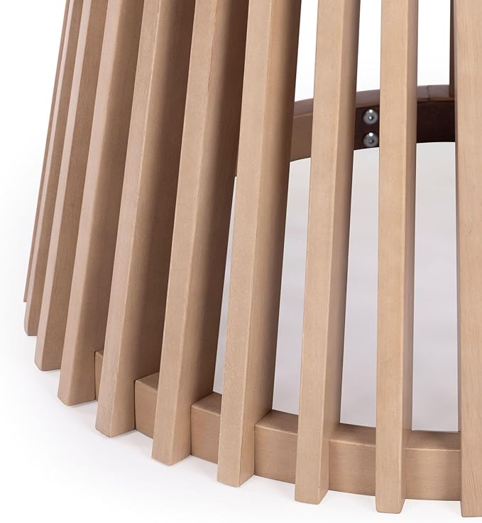 Plank+Beam Lido Round Dining Table, 38", Wooden, Pedestal, Minimalist Kitchen Table for 4 for Dining Room, Blonde