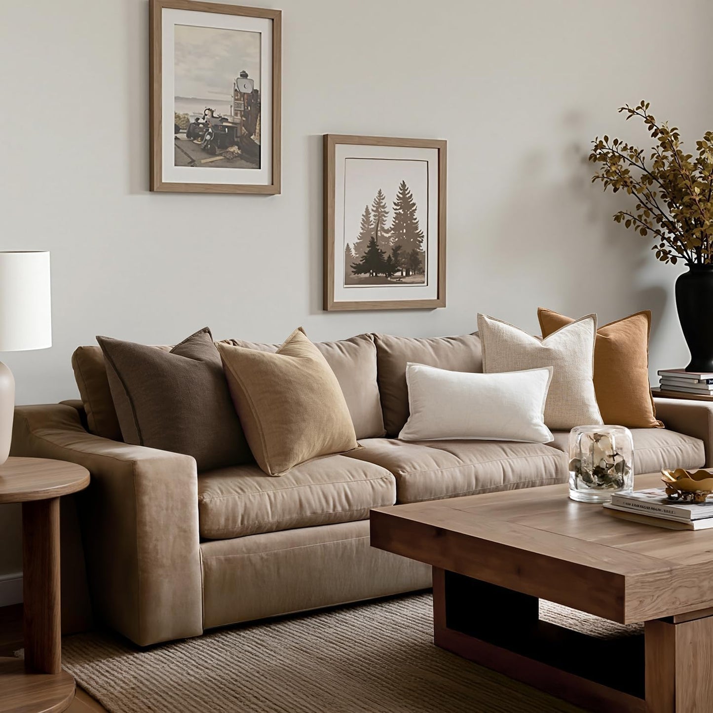 MIULEE Neutral Brown Linen Pillow Covers Pack of 4 Decorative Nautral Solid Fall Throw Pillow Covers Soft Accent Boho Farmhouse Couch Pillowcases Modern Home Decor for Living Room Bed Sofa 18x18 Inch