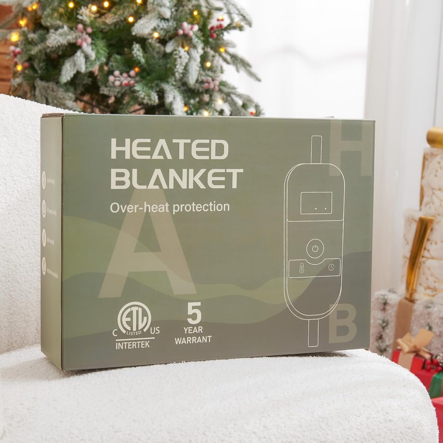 Heated Electric Blanket Queen Size, 84X90 Heating Blanket Queen with Dual Control&10 Heats Levels&Timer for Bed,Blue Plaid Sherpa Soft Blankets Warmer Gift for Grandma Women Adults, Washable,ETL