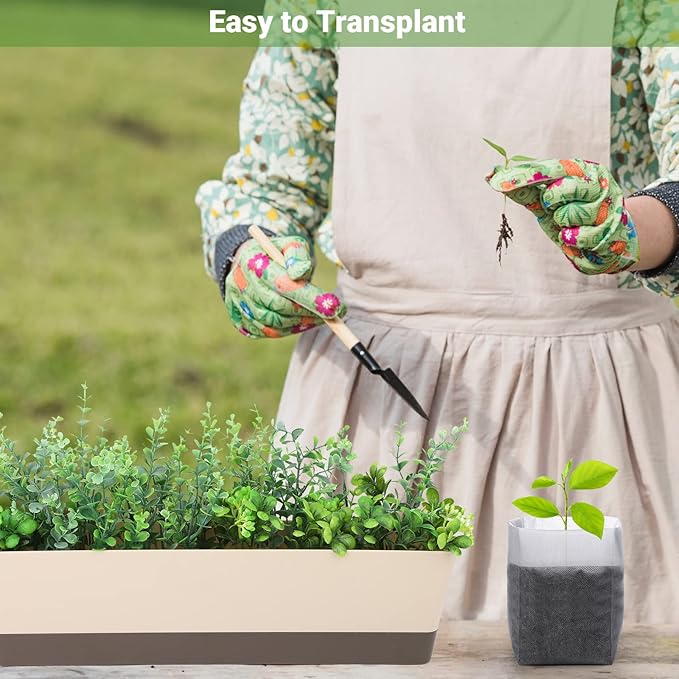 GREANER 100PCS Nursery Growing Bags Large, 7.8x8.6 inches Biodegradable Non-Woven Fabric Seedling Grow Bag, Seed Starting Pots Pouches for Planting Seedling Cutting Clones, White Plant Nursery Bags