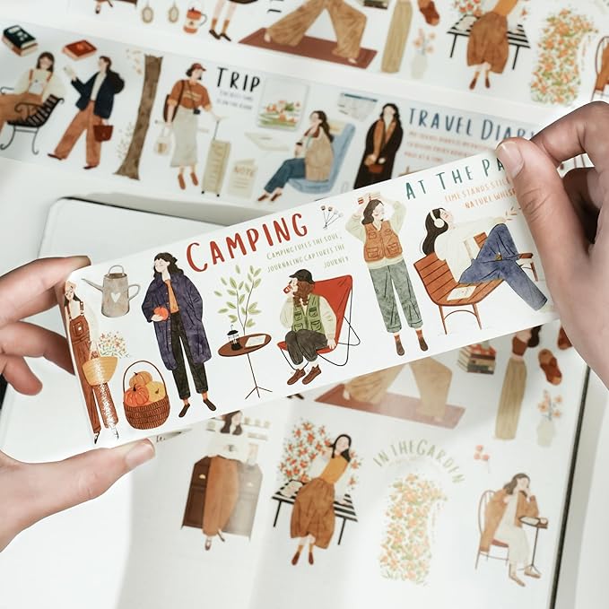 WT Pre-Cut Planner's Day 2 Washi Tape, Single Roll, Original Designs, Decorative Masking Tape for Journals, Planners, Scrapbooking, DIY Paper Projects