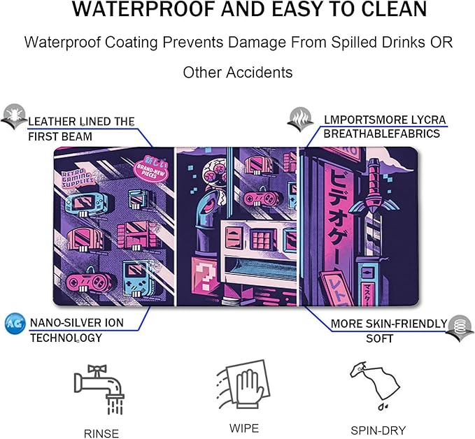 Japanese Comic Large Gaming Mouse Pad with Stitched Edges, Durable Non-Slip Natural Rubber Base, (31.5X15.7 Inch) Waterproof Laptop Pad Mat for Esports Pros/Gamer/Desktop/Office/Home