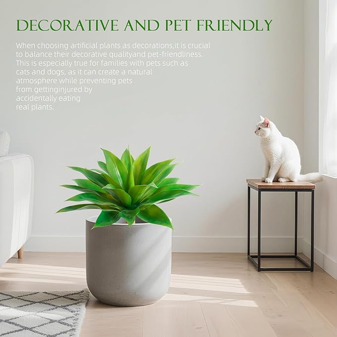 Artificial Agave Faux Agave Fake Greenery 18In Outdoor Artificial Plant Fake Plant for Indoor Home Decoration Plastic Plant Outdoor Decoration Front Porch Decor Simulation Tree 2Pack(Green)