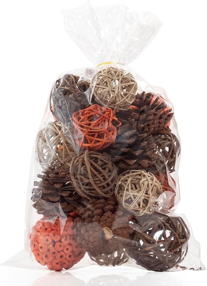 Natural Tones Vase & Bowl Fillers Decorative Balls | Home Decor (Autumn Orange)