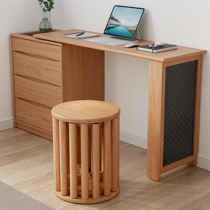 Stackable Stools Set of 4 Wooden Stools 18 Inch Stool Nesting Side Tables Nesting Coffe Table Sturdy and Durable,No Installation Required,Top Stackable Stool for Saving Space(Natural Bar stools)