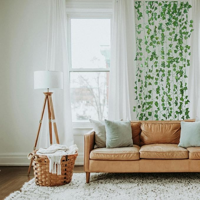 Fake Vines for Room Decor(12 Pack 84 Feet) Aesthetic Artificial Plant Ivy Leaves Hanging Greenery Garlands for Home Bedroom Wall Wedding Christmas Party Office Patio Outdoor Garden Décor