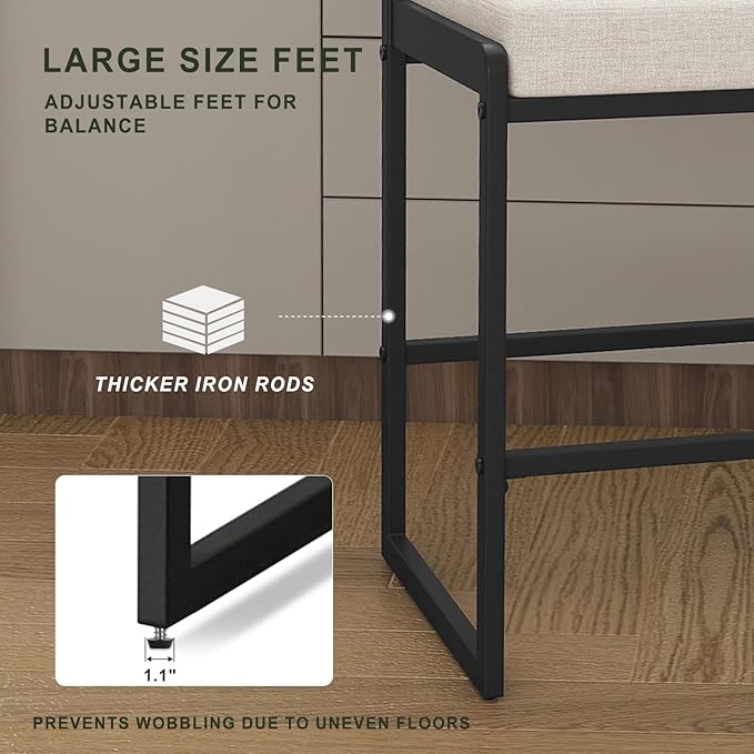 Mid Century Modern Counter Height Bar Stools Set of 3, 26" Bar Height Chairs with Backs, Upholstered Counter Stools, Metal Barstools for Kitchen Island (Beige- Fabric, 26" H - Set of 4)