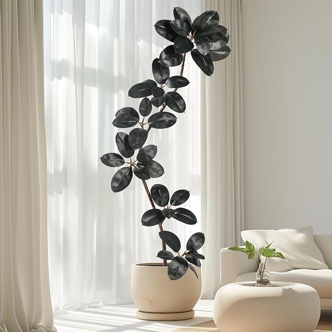 6.6ft Artificial Rubber Tree Faux Plants Indoor Faux Floor Artificial Trees Indoor,Fake Plant Fake Tropical Plants,Large Floor,Real Touch Rubber Tree for Home Decor