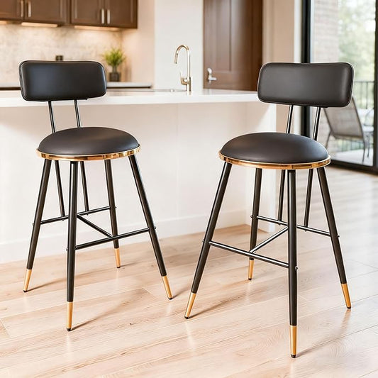 Bar Stools Set of 2 26 Inch Tall Counter Height Barstools with Backs Upholstered Bar Chairs for Kitchen Island Home Coffee Bar