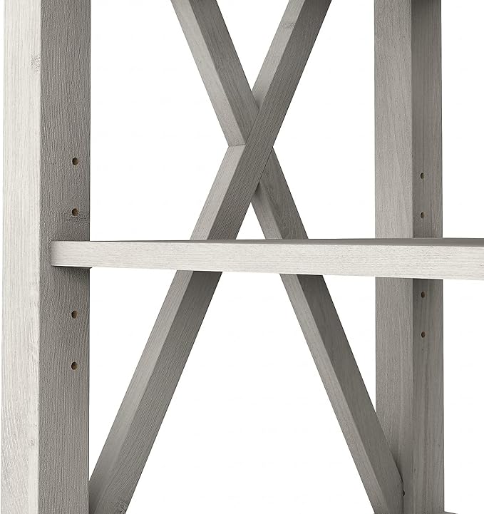 Bush Furniture Key West Tall TV Stand for 65 Inch TV in Linen White Oak, Farmhouse Entertainment Center with Storage