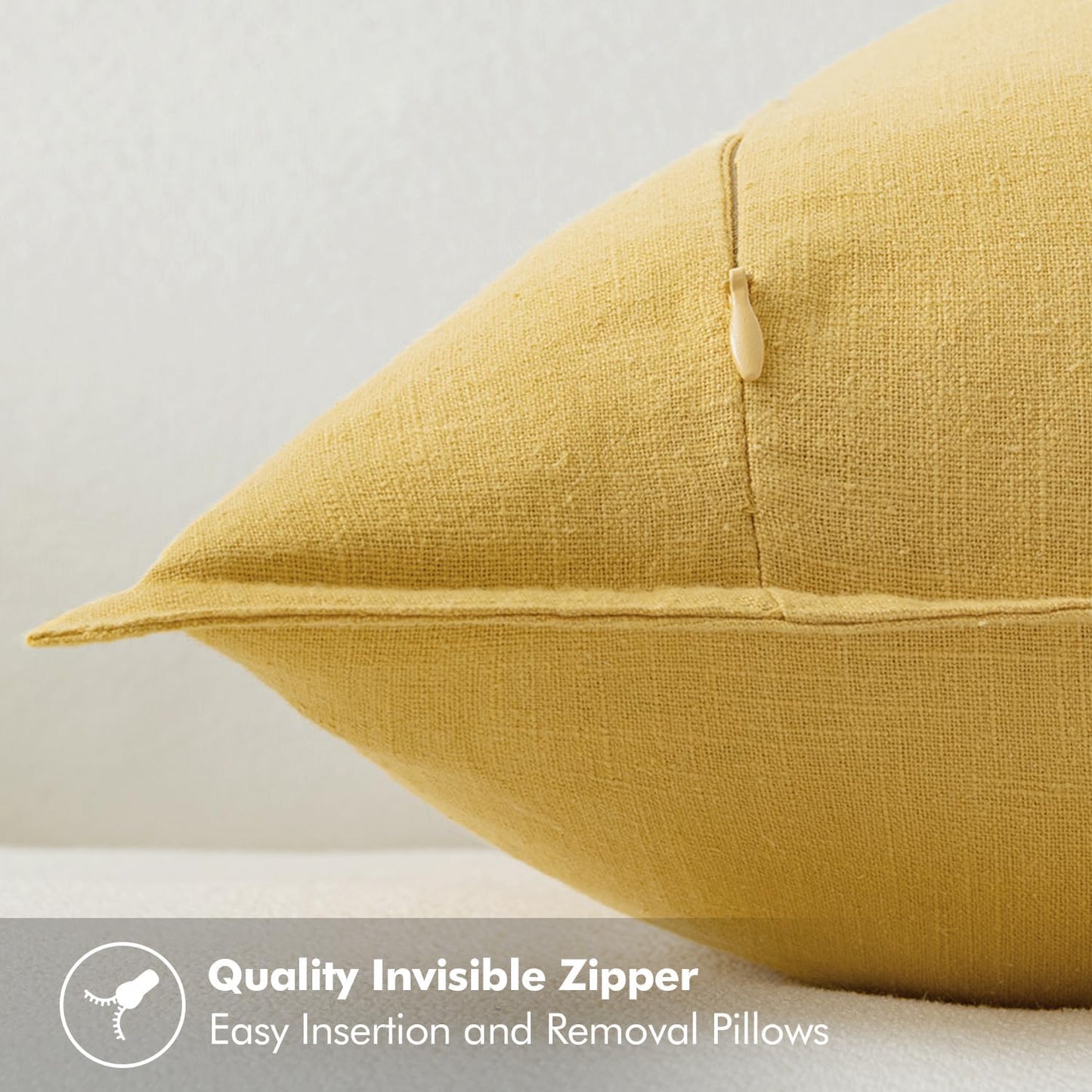 MIULEE Decorative Linen Pillow Covers 20x20 Inch Yellow Boho Farmhouse Neutral Couch Throw Pillows for Bed Pack of 2 Accent Modern Pillowcase Summer Sofa Livingroom Home Decor