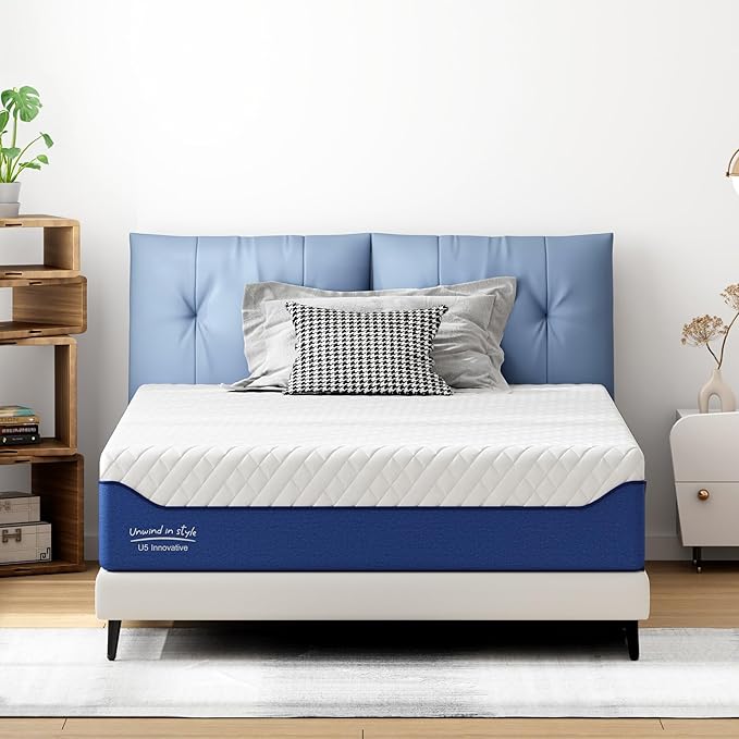 10 Inch Full Size Mattress Cooling Gel - Medium Firm for Back Support & Enhanced Space | CertiPUR-US Certified | Ideal for Adults, Teens, Guest Rooms & Couples | Bed in a Box Navy
