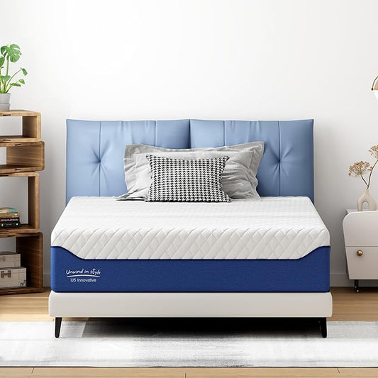 14 Inch Full Size Mattress Cooling Gel - Medium Firm for Back Support & Enhanced Space | CertiPUR-US Certified | Ideal for Adults, Teens, Guest Rooms & Couples | Bed in a Box Navy