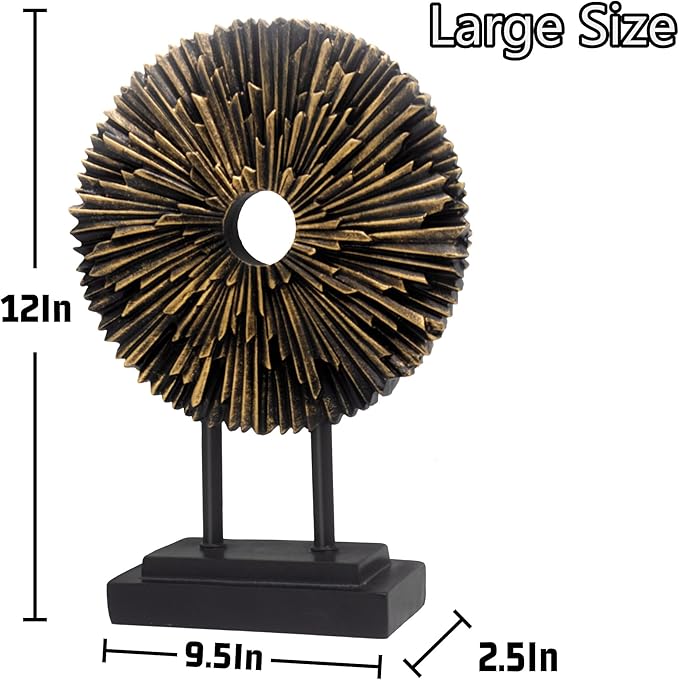 aboxoo Abstract Round Staute,Modern Decorative Home Decor,Office Desk Sculpture for Men,Creative Round Line Ornament for Bookshelf,Bedroom,Desktop,Dining Table(Copper)