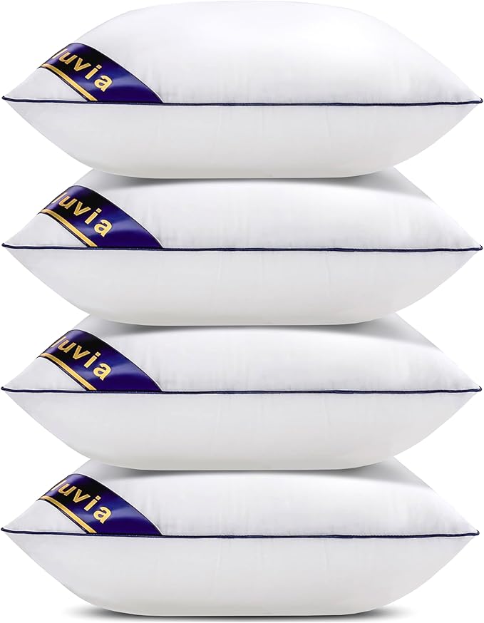 Siluvia Decorative 20x20 Pillow Inserts Set of 4 - Square Throw 20 Pillows with 100% Cotton Cover for Sofa, Couch, and Bed - White