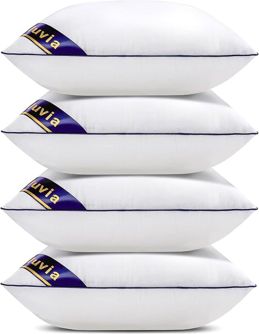 Siluvia Decorative 20x20 Pillow Inserts Set of 4 - Square Throw 20 Pillows with 100% Cotton Cover for Sofa, Couch, and Bed - White