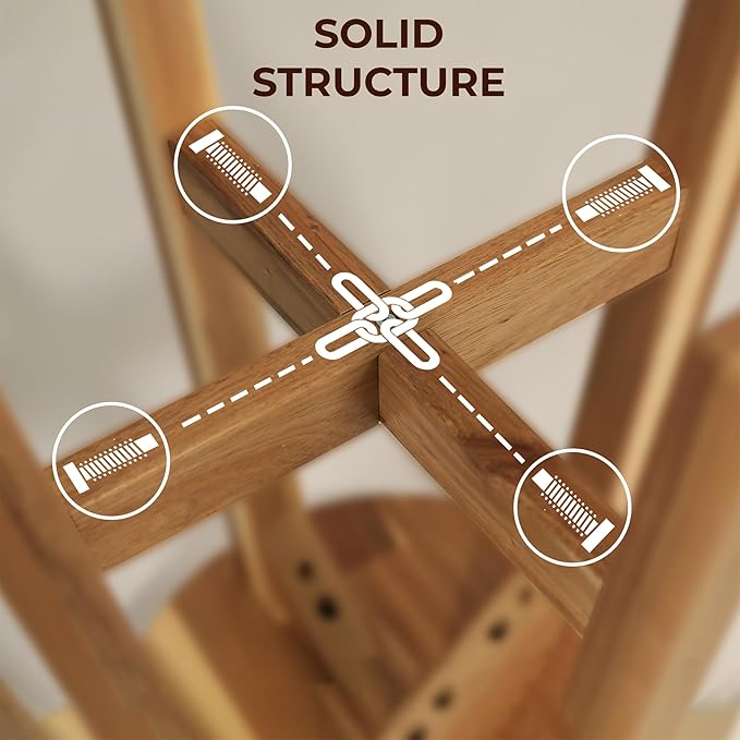 Round Stool Acacia Wood, 18" Height, 11'' Round Top, Backless, Easy Assembly, Natural Wax Finish, Wooden Stool for Plant, Dining Room, Kitchen Counter, Makeup