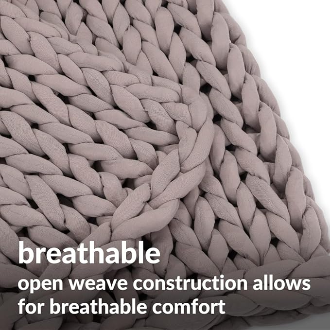 Nuzzie Chunky Knit Blanket - Breathable, Cooling, Hand Made Knit Throw Blanket for Sleep - Machine Washable, Stylish Decor Design (Dusty Rose, Throw | 12lbs | 44"x60")