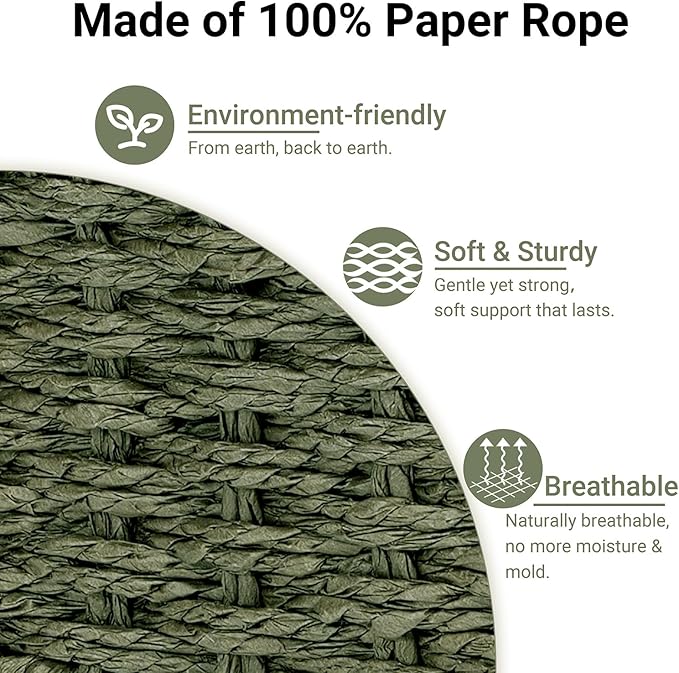 Wicker Baskets for Organizing,Pantry, Kitchen Counter with Handles, Handwoven Woven Storage Baskets for Fruit, Bread, Vegetable, Paper Storage Bins for Shelves, 3 Pack, Green