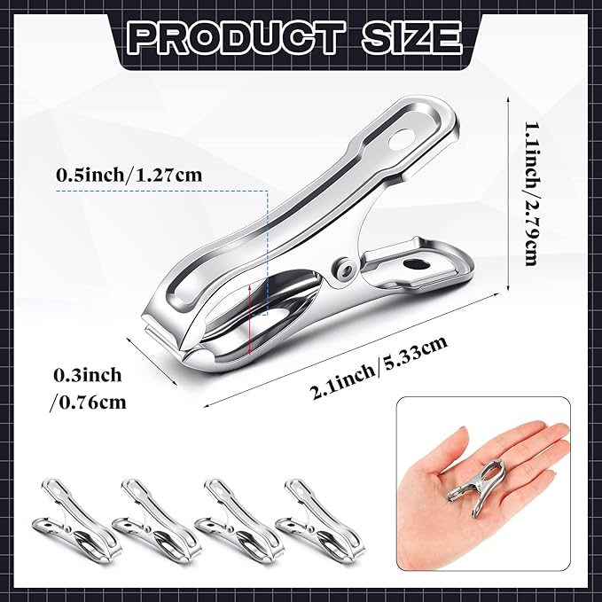 Raiten 100 Pcs Garden Clips Stainless Steel Greenhouse Clamps Heavy Duty Clips Have a Strong Grip to Hold Down The Shade Cloth or Plant Cover on Garden Hoops or Greenhouse Hoops and Netting Holding