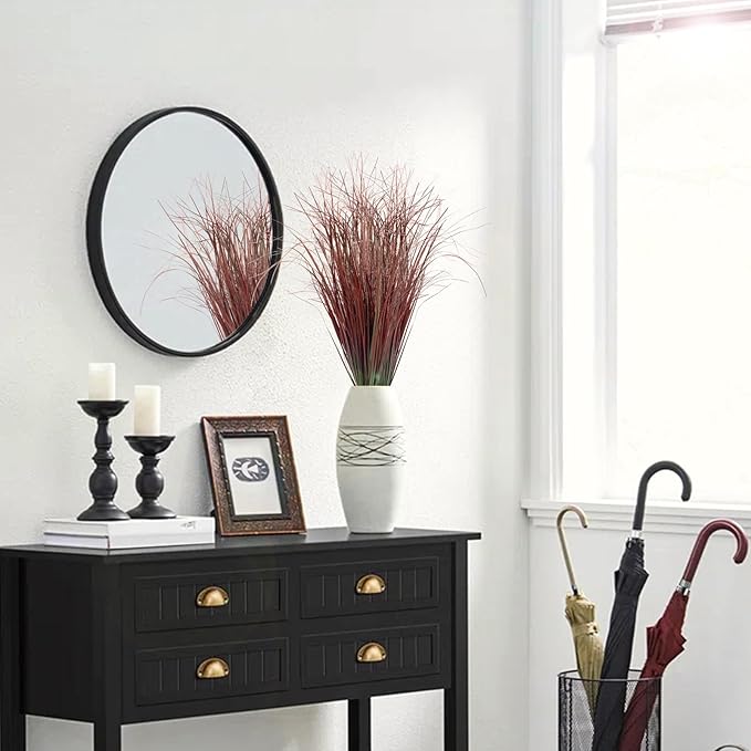 36Pcs Artificial Grass Plants, Faux Shrubs Wheat Grass, Artificial Tall Grasses Fake Plants for Outdoor Decor,Artificial Greenery Stems Weed for Room Indoor Home Decor（Red）