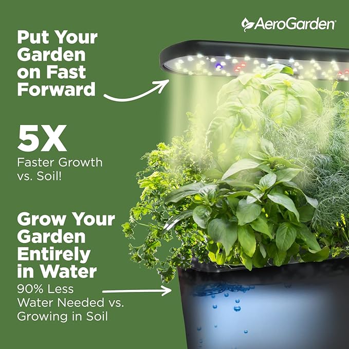 AeroGarden Harvest Indoor Garden Hydroponic System with LED Grow Light and Herb Kit, Holds up to 6 Pods, White
