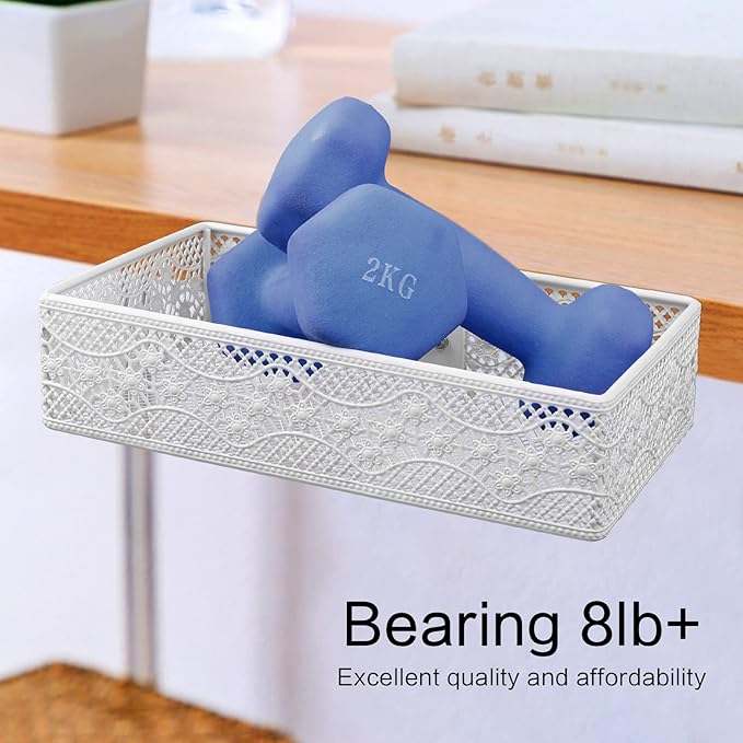 Under Desk Storage Organizer for Reduced Clutter, Drawer organizers C-Clamp Mount System Firmly Clamped And Do Not Hurt The Table, Easy to Install & holds up to 10 lbs-2 Pack (Large and Small)