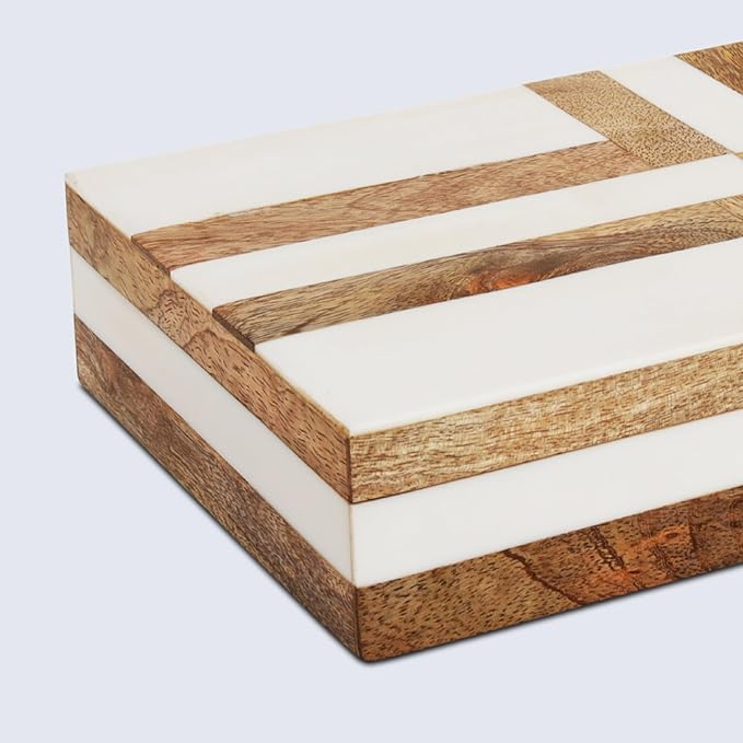 Handicrafts Home Handmade Decorative Storage Box with Lid-Jewelry Organizer, Keepsake Holder, Gift Box or Decor Accent Patisserie Delight Made with Resin Inlay & Wood cajas organizadoras-12X6X2 inch